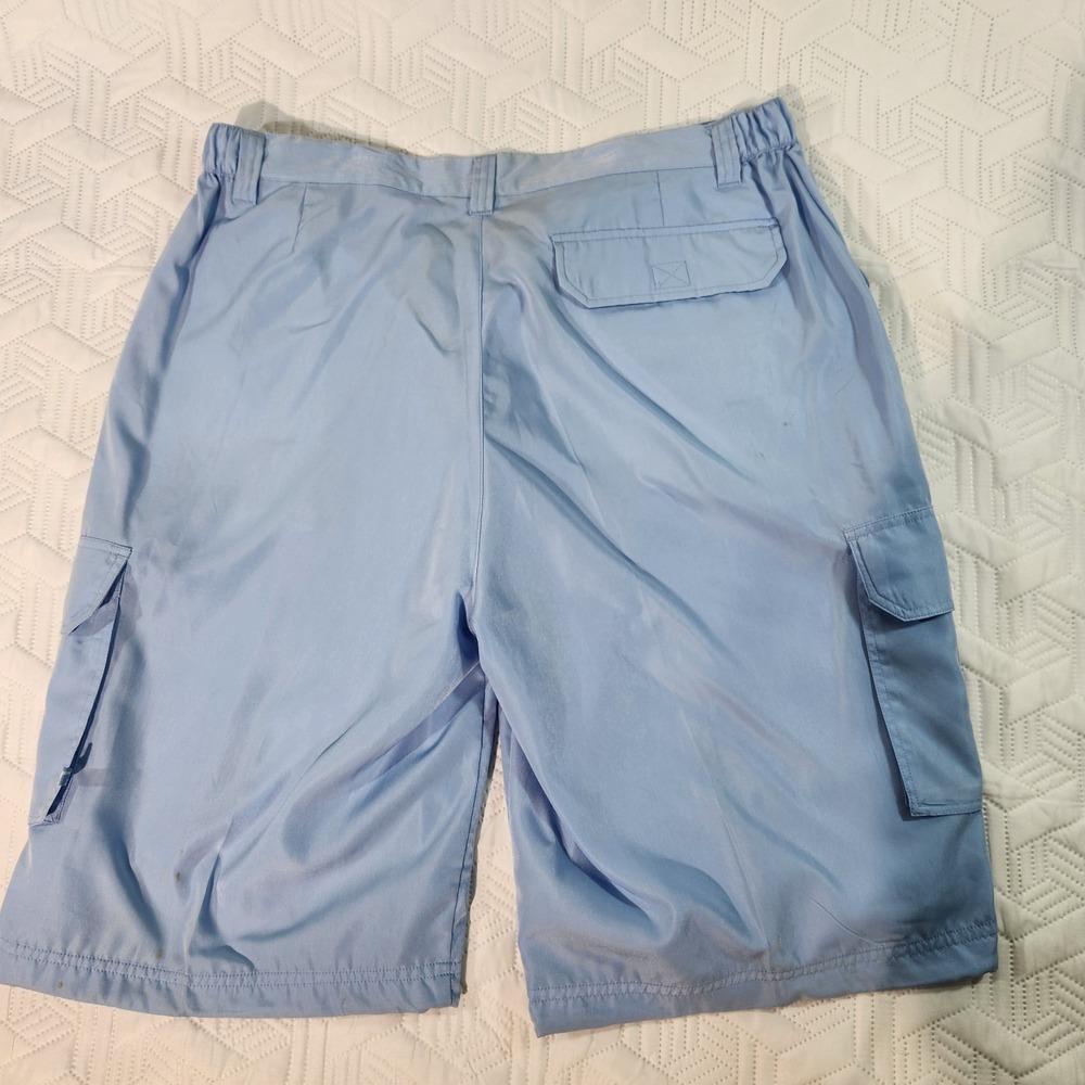 PJMark Shorts Cargo Mens Vintage Baggy Y2K Blue 5 Pocket Long Length relaxed L - Picture 8 of 15